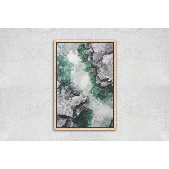 Luxury Emerald Green And Grey Marble Geode Stone Texture Wall Art Unframed Paper Print