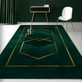 thumbnail image 1 of Luxury Emerald Green Gold Geometric Area Rug Golden Lines On Blue Background Outdoor Indoor Washable Rug For Floor Mat Indoor Throw Rugs Soft Mats For Bedroom Living Room Kids Room, 1 of 7
