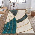 thumbnail image 1 of Luxury Emerald Green Gold Marble Area Rugs, Warm Yellow Background Golden Lines Living Room Rug, Foldable Fade Resistant Washable Rug For Teen Kids Bedside Office 4 x 5ft, 1 of 6