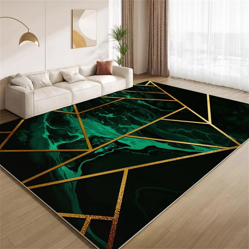 View of Luxury Emerald Green Marble Texture Area Rugs 5x8ft Rug Minimalism ...