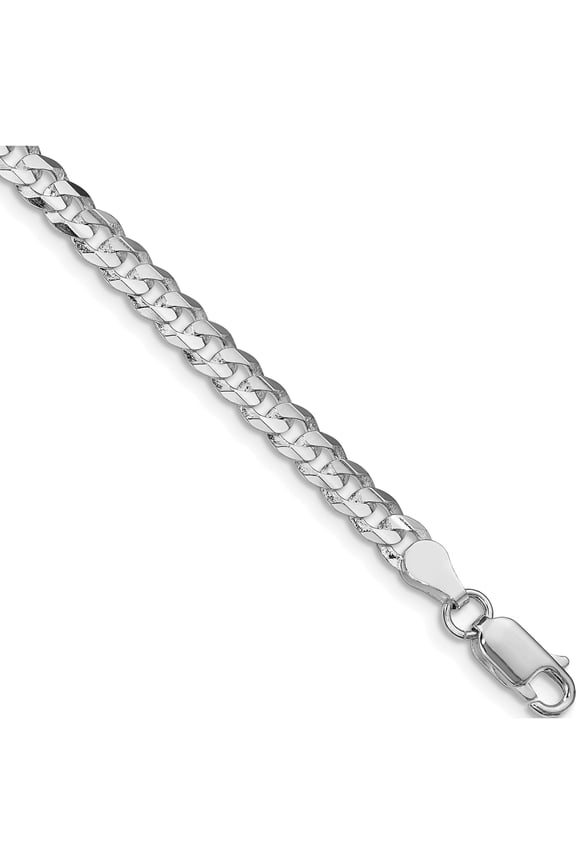 Luxury Enchanting Beautiful Sterling Silver Rhodium-plated 4.5mm Concave Beveled Curb Chain Statement Luxurious Feminine