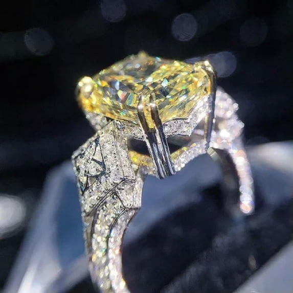 Luxury Engagement 925 Silver Ring Sprkly Cubic Zircon Jewelry Sz 6-10