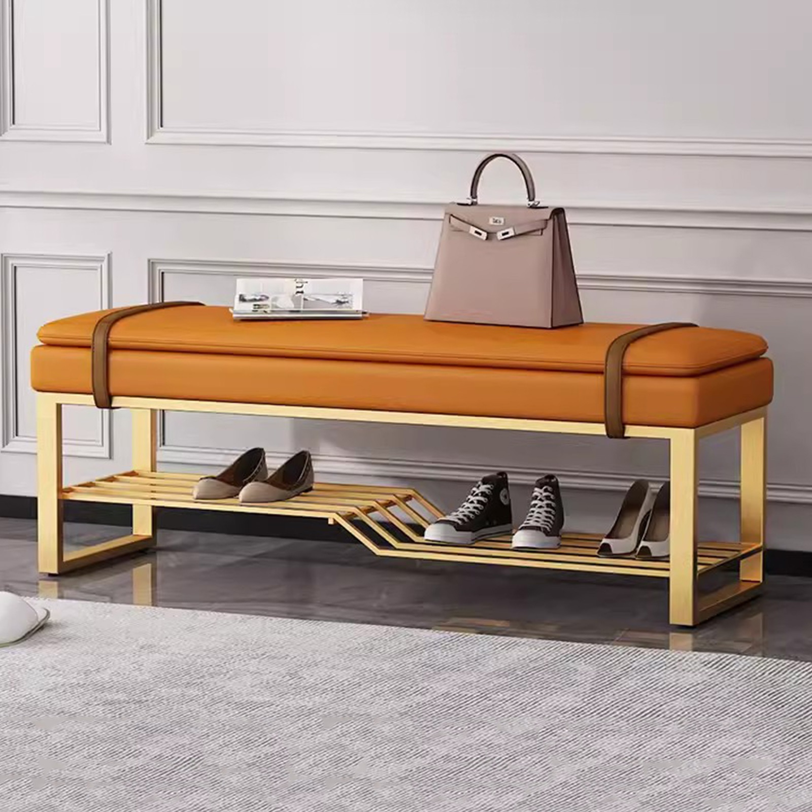 Ottoman Car Rack Luxury Entryway Bench Ottoman Bench,Shorage Stool for Shoes Storage ...