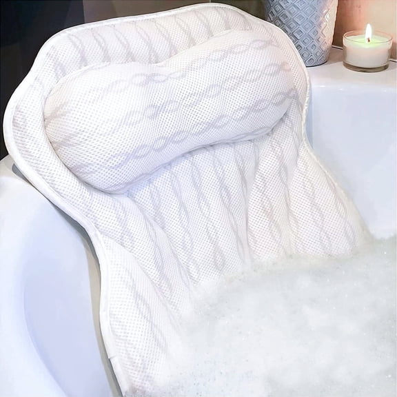 Luxury Ergonomic Bath Pillow, Spa Bathtub Cushion Headrest with Neck and Back Support