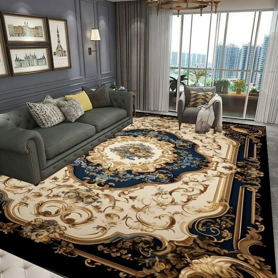 Luxury European Carpet for Living Room Retro Flower Decoration Floor Mat Home Hall Large Area Rugs Coffee Table Side Rug tapete