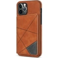 thumbnail image 1 of Luxury Exquisite PU Phone case with Versatile Card Holder Stand for iPhone 14 13 12 11 8 7 X XS XR Max Plus Pro Mini SE Protective Back Cover Soft Dropproof TPU Lining(Brown,13 Mini), 1 of 8