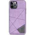 thumbnail image 1 of Luxury Exquisite PU Phone case with Versatile Card Holder Stand for iPhone 14 13 12 11 8 7 X XS XR Max Plus Pro Mini SE Protective Back Cover Soft Dropproof TPU Lining(Purple,14 Plus), 1 of 8