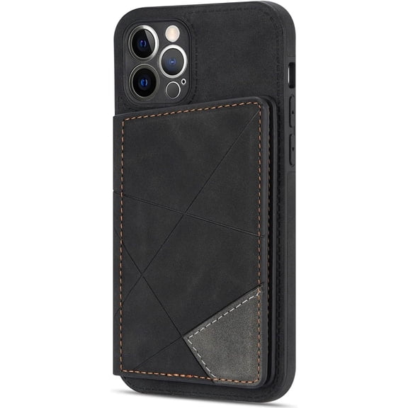 Luxury Exquisite PU Phone case with Versatile Card Holder Stand for iPhone 14 13 12 11 8 7 X XS XR Max Plus Pro Mini SE Protective Back Cover Soft Dropproof TPU Lining(Black,13 Pro)