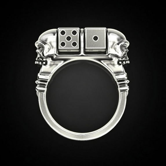 Luxury Exquisite Silver Gold Color Punk Skull Rotatable Dice Stainless Steel Ring Wedding Gift Jewelry Accessoires