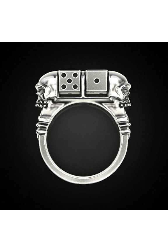 Luxury Exquisite Silver Gold Color Punk Skull Rotatable Dice Stainless Steel Ring Wedding Gift Jewelry Accessoires
