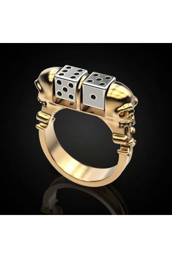 Luxury Exquisite Silver Gold Color Punk Skull Rotatable Dice Stainless Steel Ring Wedding Gift Jewelry Accessoires