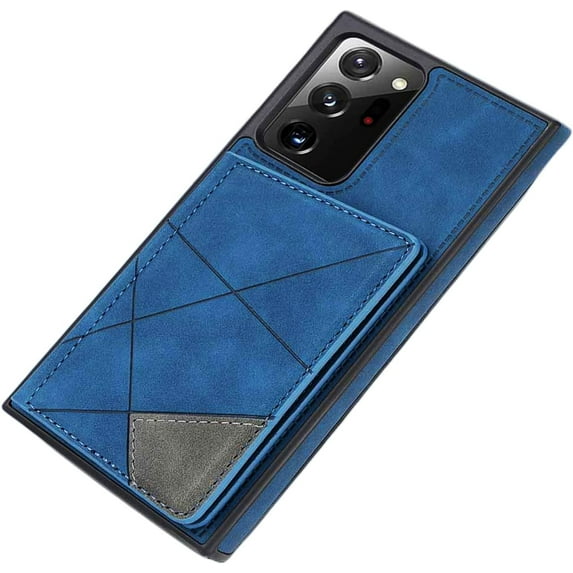 Luxury Exquisite Skin-Friendly PU Phone case with Versatile Card Holder Stand for Samsung Galaxy S22 S21 S20 Ultra Plus FE Protective Back Cover Soft Dropproof TPU Lining(Blue,S20 Plus)