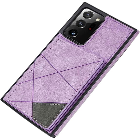 Luxury Exquisite Skin-Friendly PU Phone case with Versatile Card Holder Stand for Samsung Galaxy S22 S21 S20 Ultra Plus FE Protective Back Cover Soft Dropproof TPU Lining(Purple,S20)