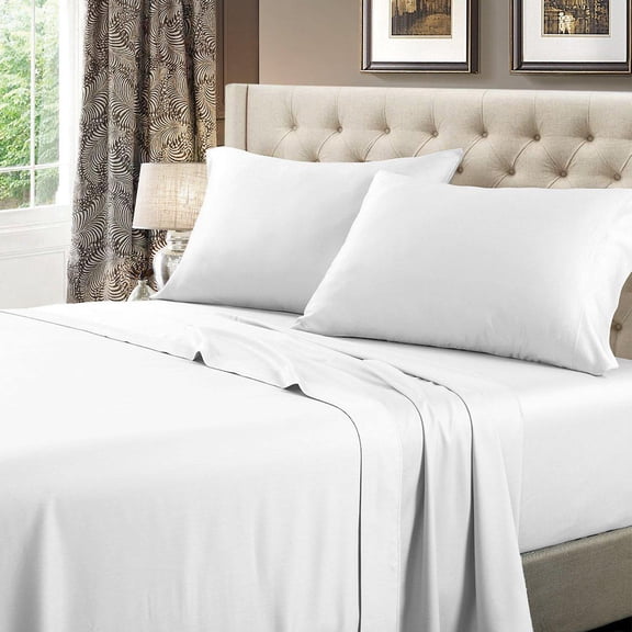 Luxury Extra Deep 22 Inch Pocket Sheet Sets 100% Cotton 600 Thread Count Queen Size -White