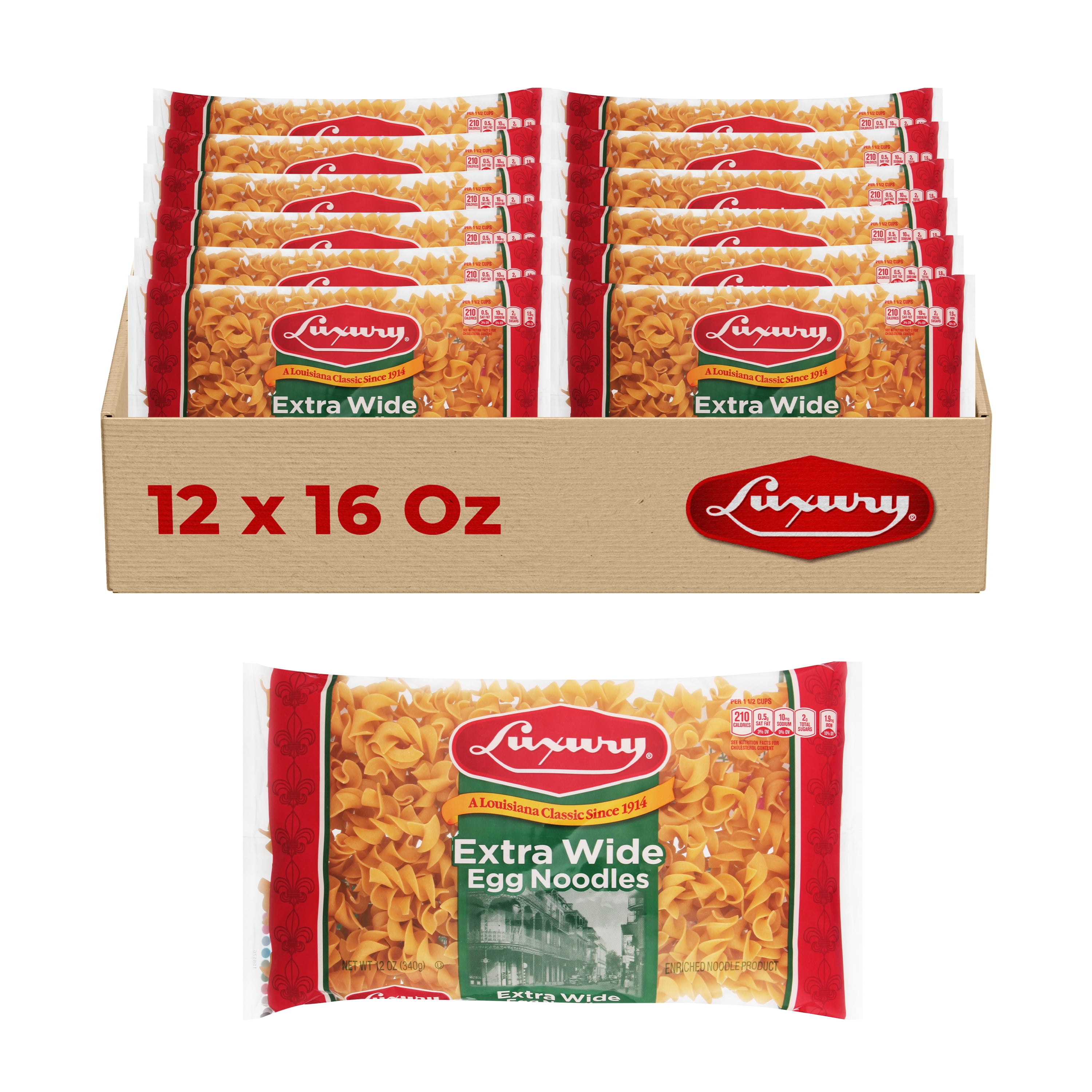 Luxury Extra Wide Egg Noodles, 12-Pack (12 oz Each) – Perfect for Stroganoff, Soups, and Classic Pasta Dishes