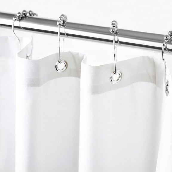 72x72 Inch Waterproof Cloth Shower Curtain Liner, 6 Weighted Magnets for Stability, Hotel Style Soft Polyester Fabric, Machine Washable White