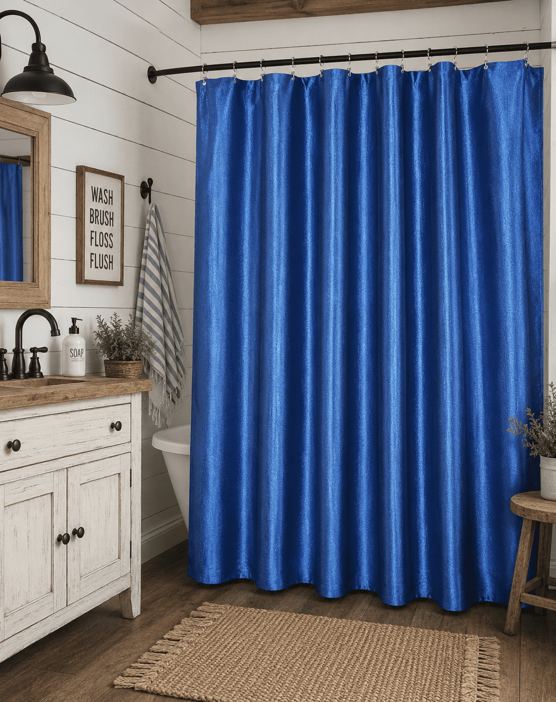 Luxury Fabric Shower Curtain: Shimmering Textured Jacquard Cloth