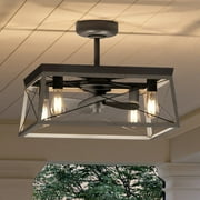 Luxury Farmhouse Ceiling Fan, 17H x 22W, with Modern Farmhouse Style, Charcoal, UHP9241 by Urban Ambiance