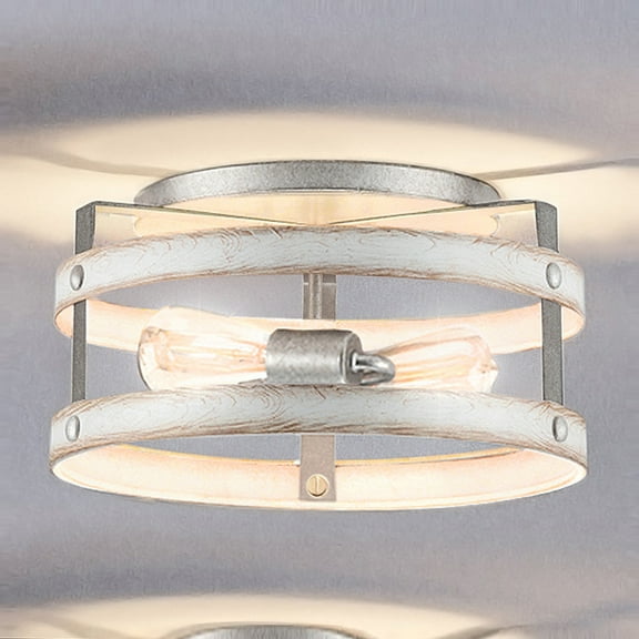 Luxury Farmhouse Ceiling Light, 6.5H x 14.375W, with Modern Farmhouse Style, Galvanized Steel, UHP4040 by Urban Ambiance