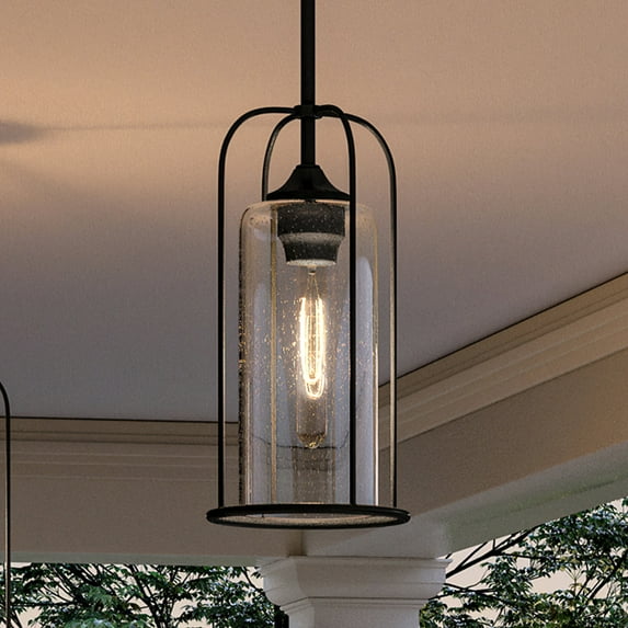 Luxury Farmhouse Pendant, 15.375H x 7.5W, with Industrial Luxe Style, Midnight Black, UHP1303 by Urban Ambiance