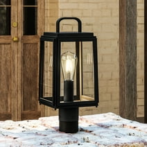 Luxury Farmhouse Post Light, 15.625H x 7W, with Modern Farmhouse Style, Midnight Black, UHP1389 by Urban Ambiance
