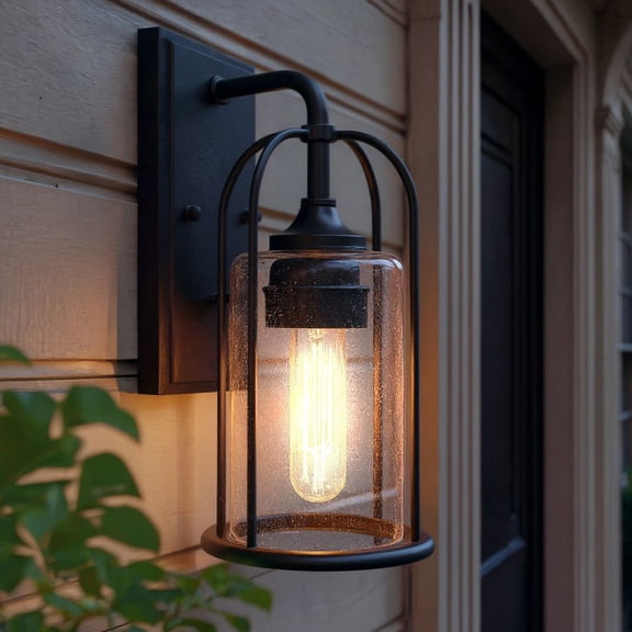 Luxury Farmhouse Wall Sconce, 12.75H x 6.125W, with Industrial Luxe Style, Midnight Black, UHP1300 by Urban Ambiance
