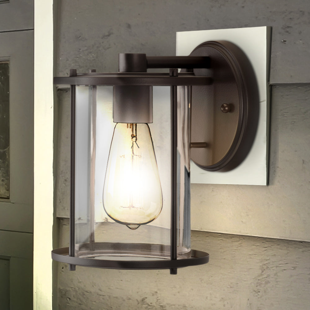 Luxury Farmhouse Wall Sconce, Small Size: 9.5''H x 7.75''W, with Modern Farmhouse Style Elements, Antique Bronze Finish, UHP1525 from the Bankstown Collection by Urban Ambiance