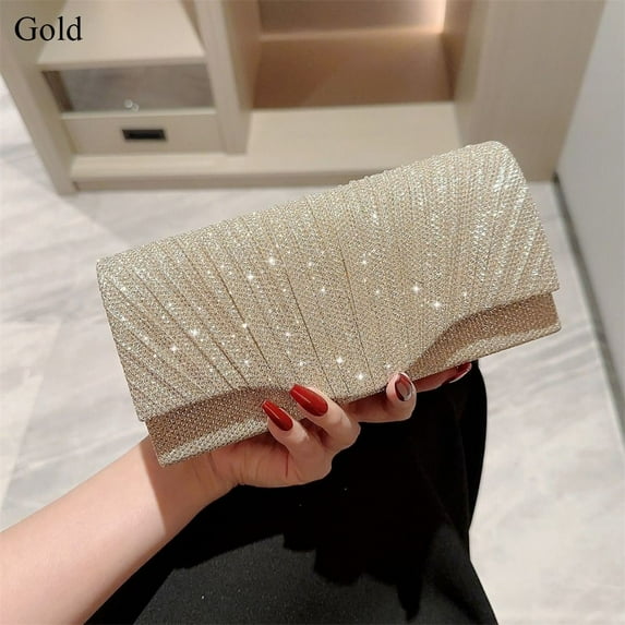 Luxury Fashion Banquet Wedding Party Gold Silver Sequins Chain Bags Satin Clutches Clutch Bag Evening Bags GOLD