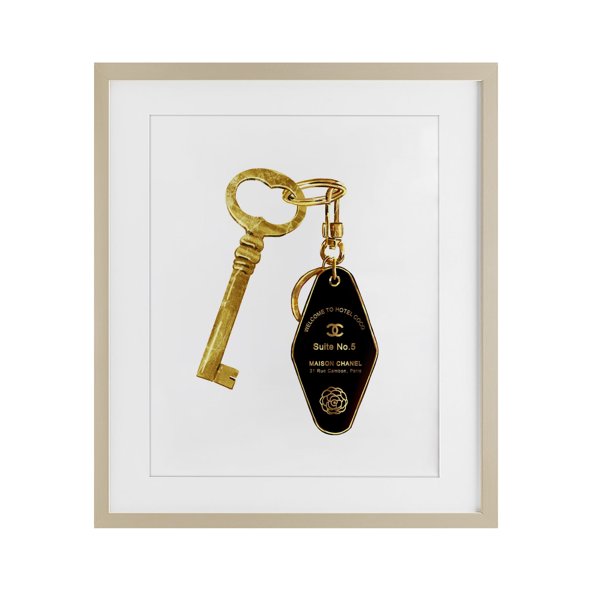 Luxury Fashion Key Birch Framed Print Under Glass, design by Ziwei Li