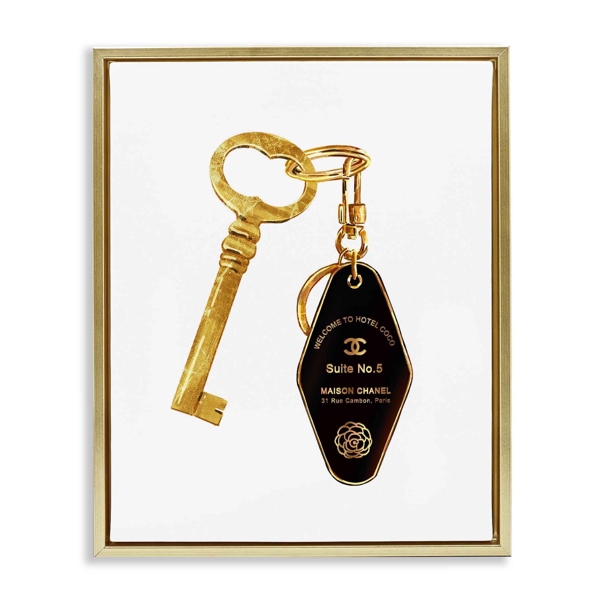 Luxury Fashion Key Gold Framed Floater Canvas Wall Art, design by Ziwei Li