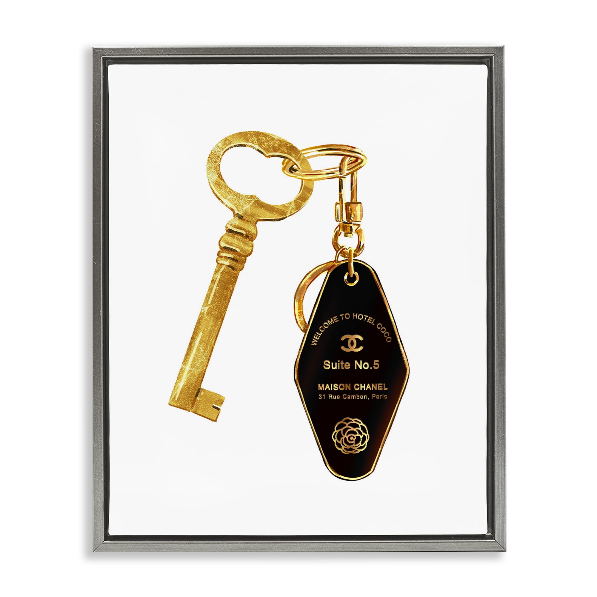 Luxury Fashion Key Gray Framed Floater Canvas Wall Art, design by Ziwei Li