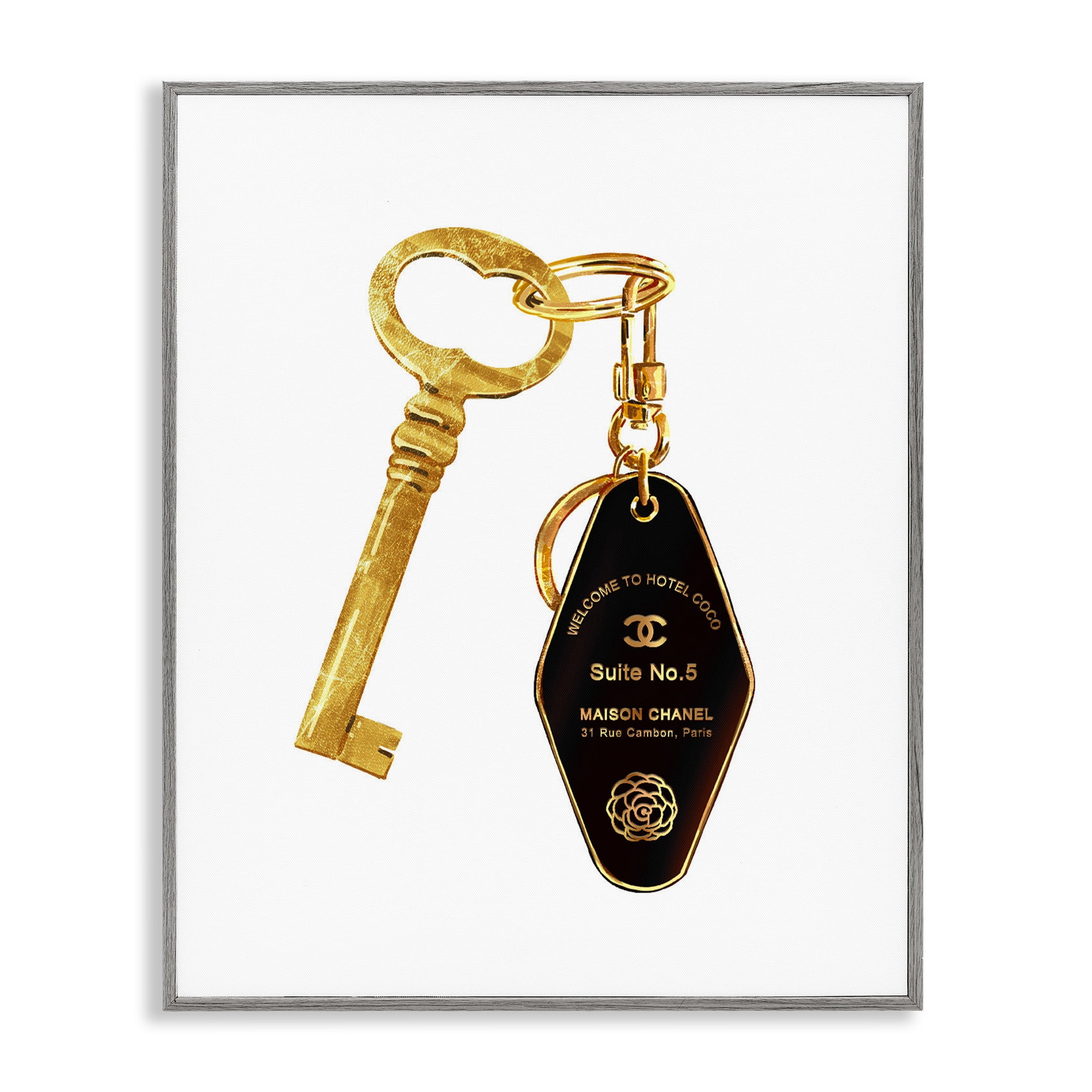 Luxury Fashion Key Gray Framed Giclee Art, design by Ziwei Li