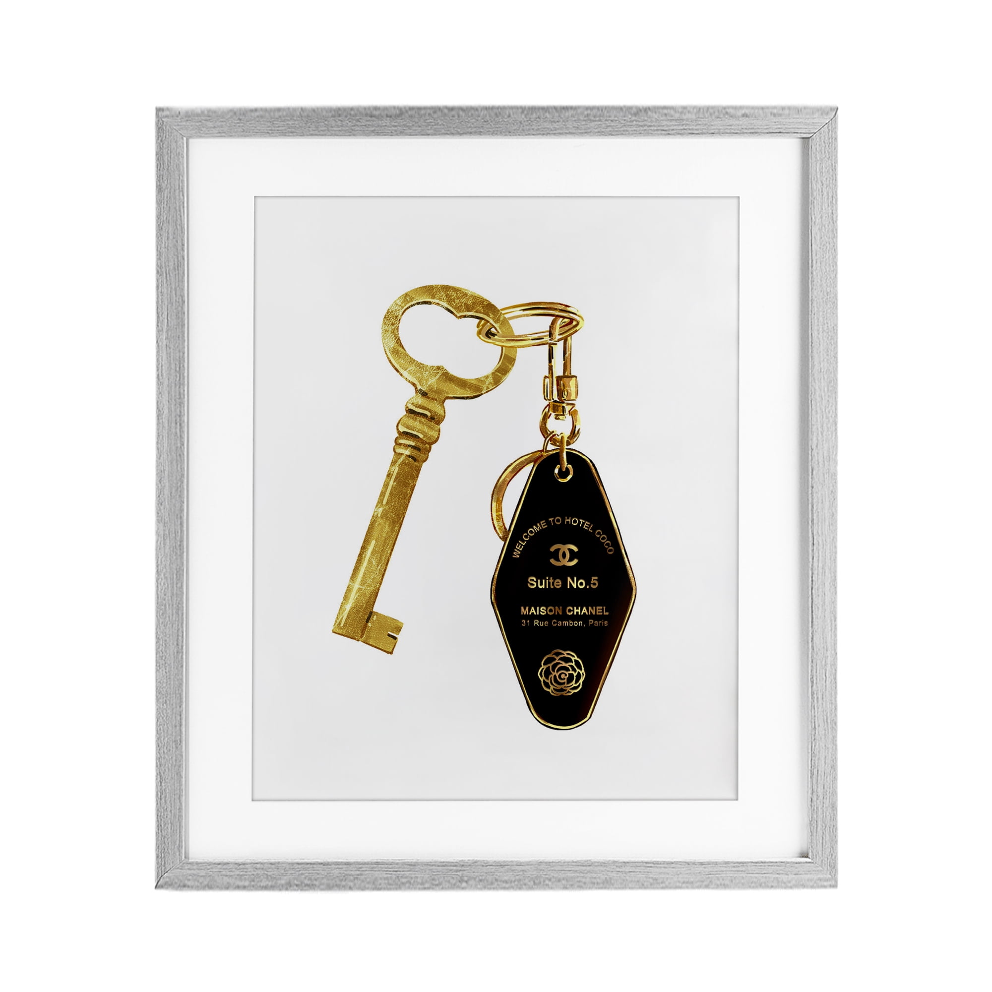 Luxury Fashion Key Gray Framed Print Under Glass, design by Ziwei Li