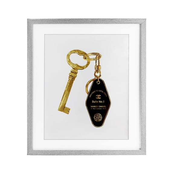 Stupell Industries Glam Luxury Fashion Key Gray Framed Print Under Glass, 13 x 16, by Ziwei Li