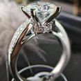 thumbnail image 1 of Womens Ring with Zircon Inlaid Four-Claw Bud Artificial Diamond and Geometric Design for Fashion Jewelry or a European American Look, 1 of 4