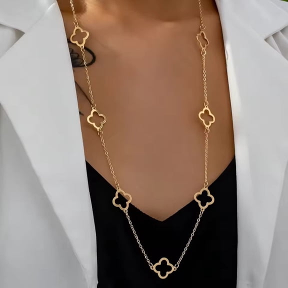 Luxury Fashion Lucky 4-Leaf Clover Long Necklace for Women Fashion Jewelry