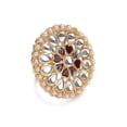 thumbnail image 1 of Luxury Fashion Statement Kundan Pearl Big Adjustable Brown Flower Traditional Finger Ring Indian Jewelry For Women, 1 of 6