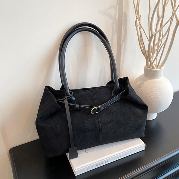 Luxury Fashion Women Tote Bag Casual Large Capacity Hi Quality PU Shoulder Bag-black