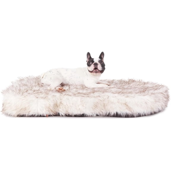 Luxury Faux Bed, 5-inch Thick Grade Ultra Soft Memory Bed with Faux Cover, Plush Pup Rug with Removable Cover, Liner(White)