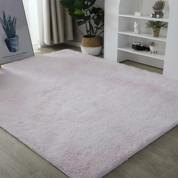 Luxury Faux Fur Area Rug, Soft Shaggy Plush Non-Slip Machine Washable Rectangle Rug for Living Room Bedroom Sofa Decor, 60x24, Light Pink