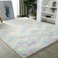 thumbnail image 1 of Luxury Faux Fur Area Rug, Soft Shaggy Plush Non-Slip Machine Washable Rectangle Rug for Living Room Bedroom Sofa Decor, 60x24, Pastel Tie-Dry, 1 of 4