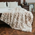 thumbnail image 1 of Luxury Faux Fur Blanket - Super Thick Warm Long Fluff Fuzzy Throw Blanket for Bed, Sofa, Couch, Home Decor with Soft Cozy Plush Velvet Back, 108"x90", Deluxe Grey C201, 1 of 6