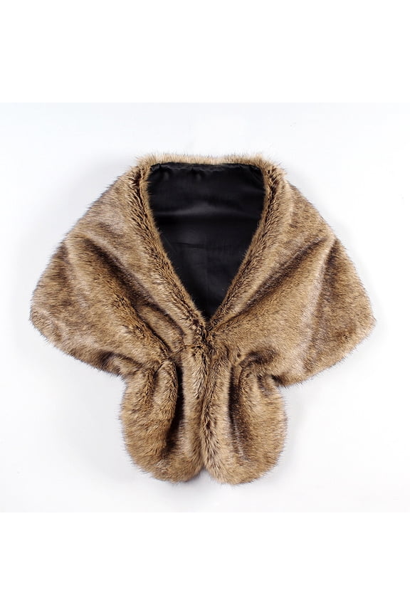 Luxury Faux Fur Shawl Cape, Women's Mink & Rabbit Hair Style Long Collar Wrap,145*35cm,13