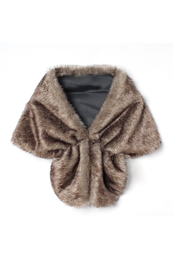 Luxury Faux Fur Shawl Cape, Women's Mink & Rabbit Hair Style Long Collar Wrap,145*35cm,17