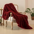 thumbnail image 1 of Luxury Faux Fur Throw Blanket Super Soft Oversized Thick Warm Afghan Reversible to Plush Velvet in Tan Grey Wolf, Cream Mink or Blush Chinchilla, Machine Washable (Chinchilla, 60Wx70L) C252, 1 of 6