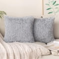 thumbnail image 1 of Luxury Faux Fur Throw Pillow Cover Pack of 2, Deluxe Decorative Plush Pillow Case Cushion Cover Shell for Sofa Bedroom Car 18 x 18 Inch Gray, 1 of 7
