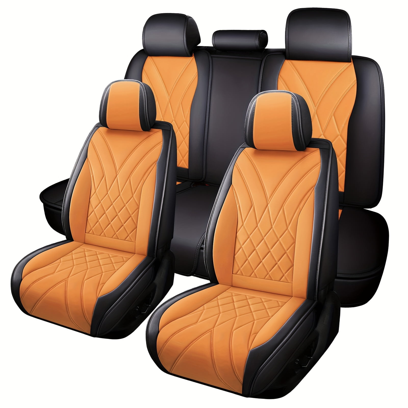 Luxury Faux Leather Car Seat Covers, Waterproof, Full Set Cushion Protector for Single Front Seats and Solid Bench, Universal Fit for Most Cars, 5 Seat, 40/60 50/50 60/40 Split Bench Back