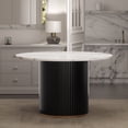 thumbnail image 1 of Luxury Faux Marble Top Column Base Dining Table Round Metal Frame in White for Kitchen Seats of 4, 1 of 6