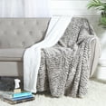 thumbnail image 1 of Luxury Faux Micro Fur Wave Design Ultra Plush and Super Soft Sherpa Fleece Decorative Throw Blanket, Grey 51” x 60”, 1 of 3