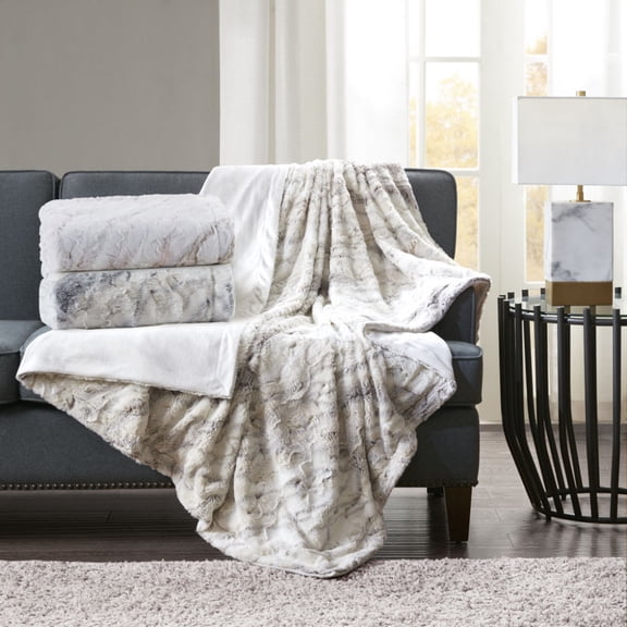 Luxury Faux Mink Throw - Reverse Marble Print Design + Extra Soft Blanket